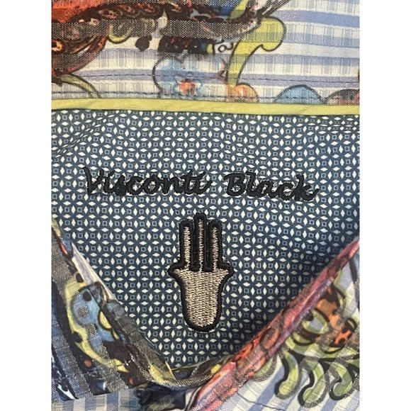 Visconti Black Shirt Mens S Long Sleeve Button Up Casual‎ Paisley Cotton - Picture 5 of 7